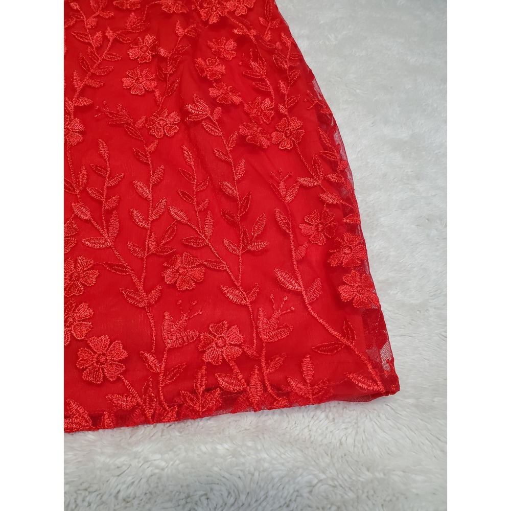 Lulus Red Floral Lace Strapless Bustier Sweetheart Mini Dress Medium Party HOCO - Picture 2 of 12
